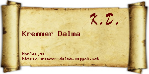 Kremmer Dalma névjegykártya